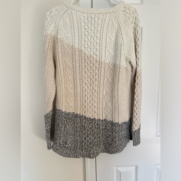 L.L. Bean signature cotton tricolor fisherman tunic sweater, medium. - Picture 2 of 5